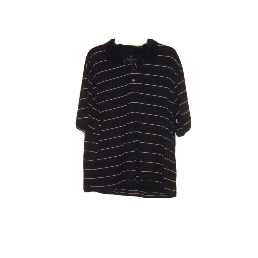 Palm Beach Golf Performance Men's X-Large Golf Shirt Black with White Stripes